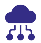 Logo, with a cartoon blue cloud with electronic circuits